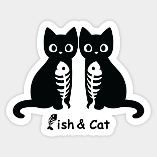 Fish and Cat Sticker